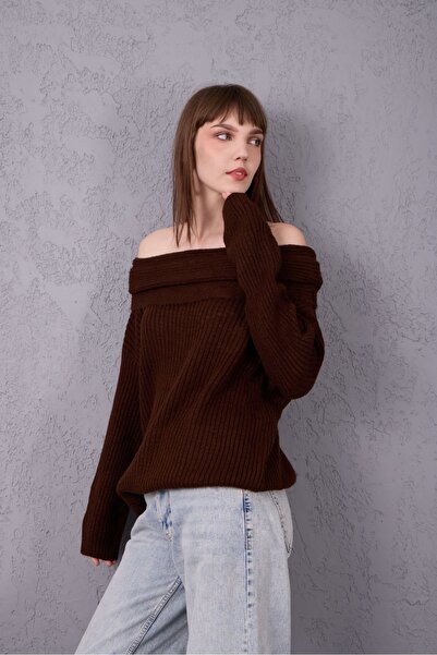 Su Moda Tricotaj pentru femei Pulover Yumoş cu umeri expusi Confortabil croială Design în stil stradal