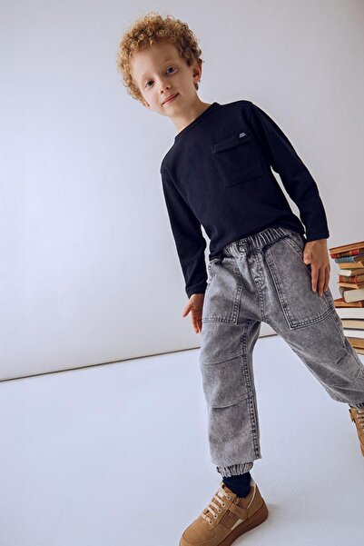 MAYORAL بنطال جينز رياضي للأولاد من عمر 4-9 سنوات باللون الرمادي