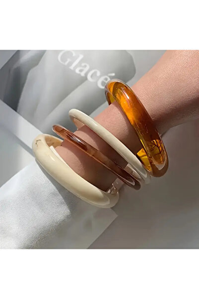 İnci Mercan Bujiteri 4 Parça Kemik Akrilik Bilezik Seti - 4 Parça Kemik Akril...