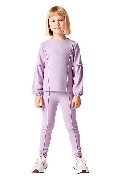 PayBuy Girls' Textured Knitted Crew Neck Sweatshirt and Sweatpants Set High Quality Stylish Comfortable