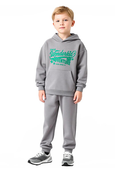 PayBuy Boy's Hooded Oversized Cotton Slogan Printed Bottom Top Set Quality Stylish Comfortable