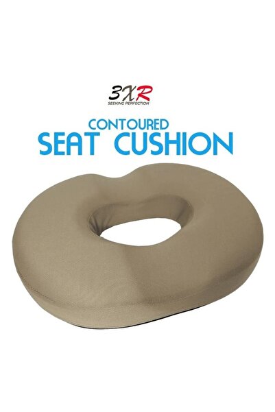 3XR وسادة مقعد من إسفنج الذاكرة بتصميم دونات مُحدد - بيج