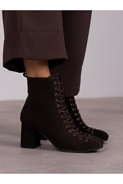 ECENİN BUTİĞİ Gigi Kahve Süet Hakiki Deri Bot