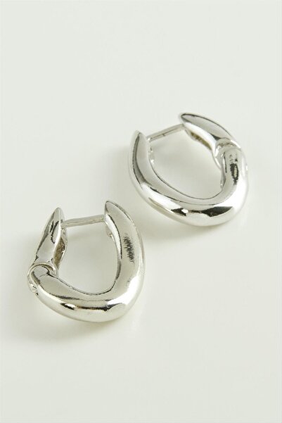 ZERO LAND Nrzsnt Oval Trend Metal (213606) Earrings-Silver Color