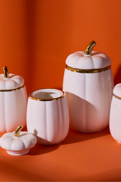 Perotti Pumpkin Porcelain 7-Piece Spice Set 8.5X13X11X18 cm