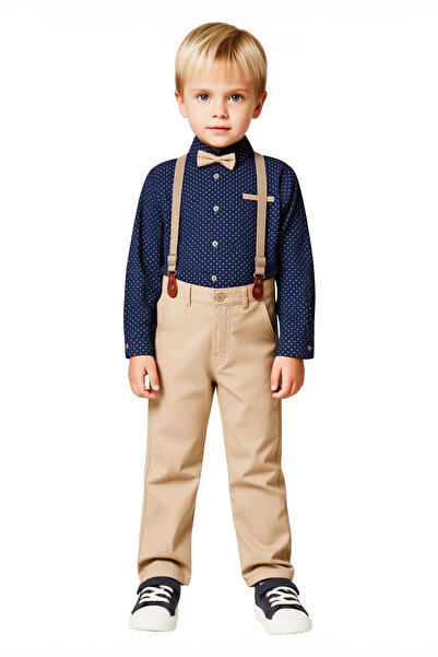 PayBuy Boys' Stylish Polka Dot Shirt Pants and Suspenders Set Quality Stylish Comfortable Casual