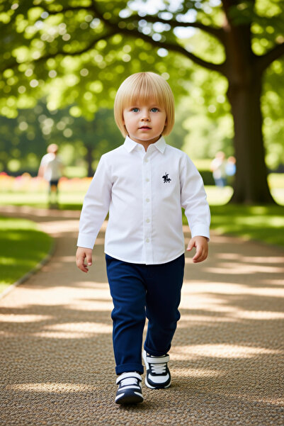 PayBuy Hakim Collar Embroidered Shirt and Flexible Waist Woven Trousers Boys' Combination Quality Stylish Comfortable