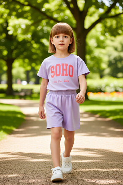 PayBuy Girl's Cotton Slogan Printed Relaxed Fit Short Sleeve Set Quality Stylish Comfortable