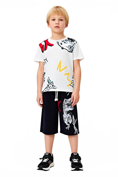 PayBuy Boys' Dinosaur Pattern Cotton Crew Neck Short Sleeve t Shirt and Shorts Set Good Quality