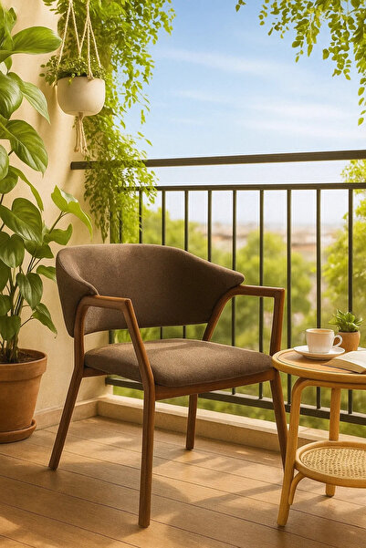 MARIA HOMES Modern Dining Chair with Wooden Frame & Armrests, Comfortable Accent Chair for Home & Office