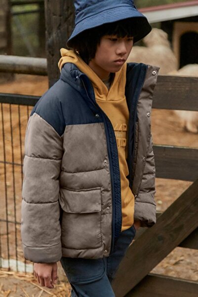 MAYORAL Boy's 8-18 Years Old Patterned Puffer Jacket Khaki