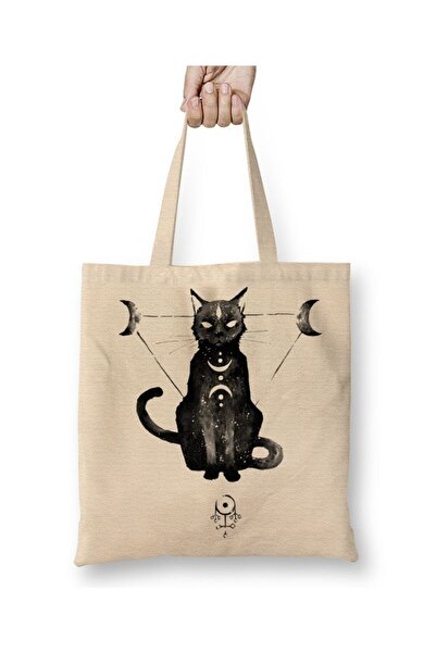 Toyaso Котки Котка Антична фигурка на котка Котенца Бяла платна чанта Дълга ч...