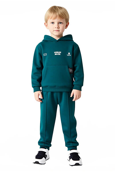 PayBuy Boys' Hooded Regular Knitted Sweatshirt and Sweatpants Set Quality Stylish Comfortable