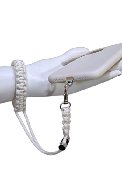 My Strape White Paracord Bracelet Phone Strap Compatible with All Cases