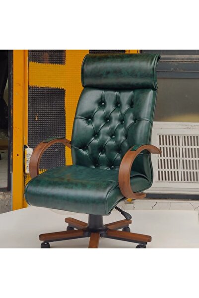 urasofis VİP Ahşap ayaklı Deri Yönetici Koltuğu | Makam Koltuğu | Müdür Koltuğu