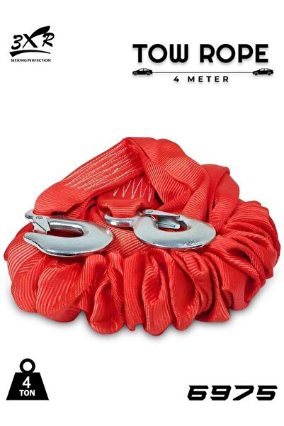 3XR حبل سحب عالي التحمل بطول 4 أمتار ووزن 4 أطنان مع خطافين، حبل سحب أعطال ال...