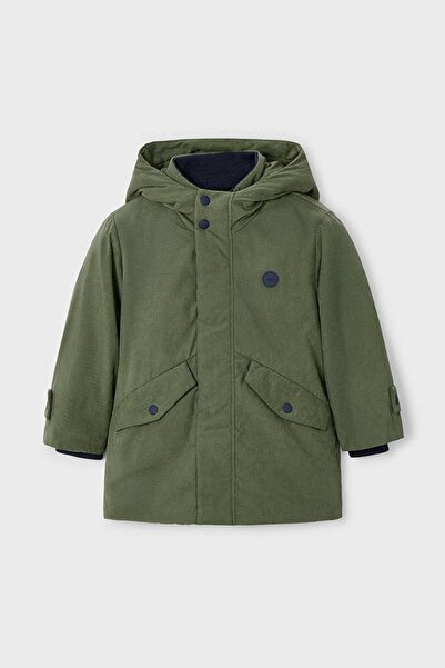 MAYORAL معطف للأولاد من عمر 2-9 سنوات من الصوف K بغطاء رأس باللون الكاكي