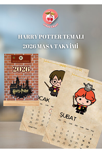 Kiraz Craft Harry Potter Temalı 2026 Masa Takvimi Ahşap Standlı Calender