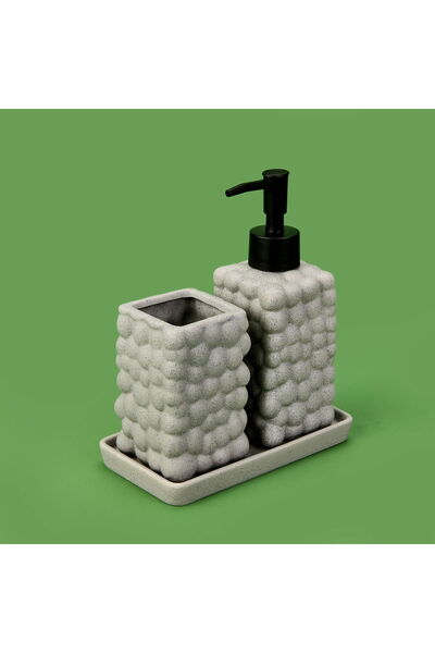 MATMEL طقم إكسسوارات حمام مكون من قطعتين مع حامل - رمادي