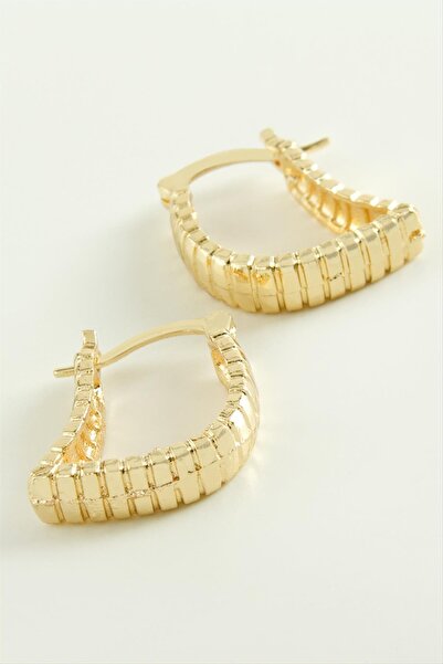 ZERO LAND Nrzsnt Oval Interlocking (213407) Hoop Earrings-Yellow