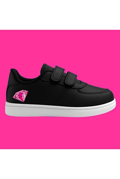 bhk desing Pink Diamond Printed Female Child Sport Shoes Sneaker
