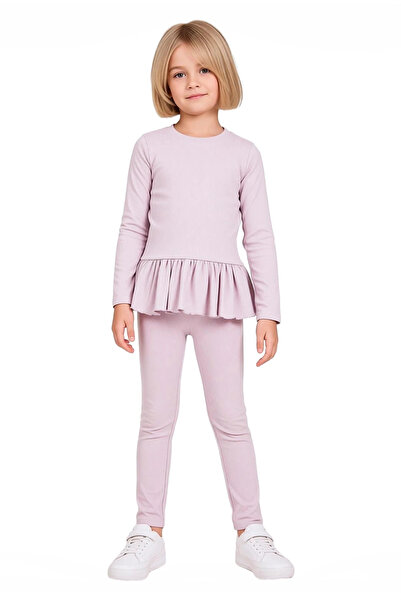 PayBuy Girl's Cotton Corded Fabric Top and Wide Leg Leggings Set Quality Stylish Comfortable Casual