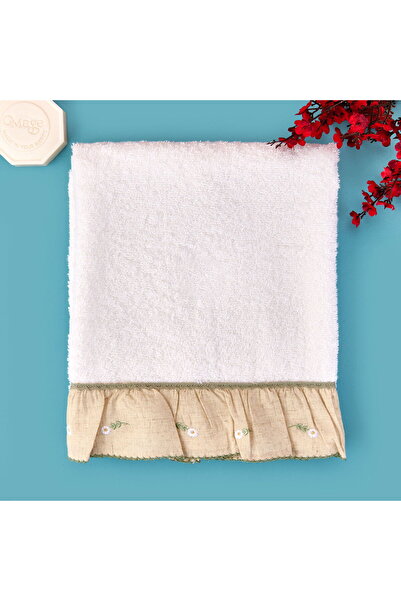 MATMEL Soft Green Culture Twin Daisy Patterned Face Towel - Ecru - 50X90 cm