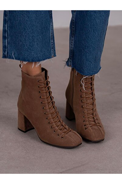 ECENİN BUTİĞİ Gigi Camel Süet Hakiki Deri Bot