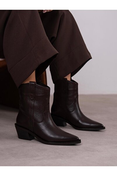 ECENİN BUTİĞİ Medea Kahve Hakiki Deri Kadın Bot