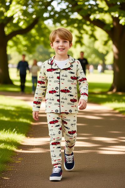 PayBuy Boys' Bottom-Top Printed Long Sleeve Pajama Set Ideal Choice for Comfortable Nights Quality Stylish