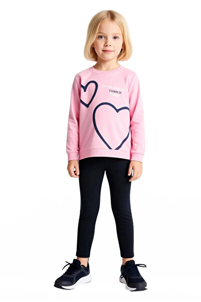 PayBuy Girl's Heart Pattern Cotton Crew Neck Long Sleeve Top and Leggings Set Quality Stylish Comfortable