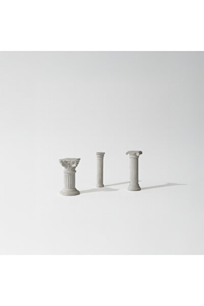 Tabby Design Dekoratif Beton Antik Yunan Stun Biblo Seti - Gri