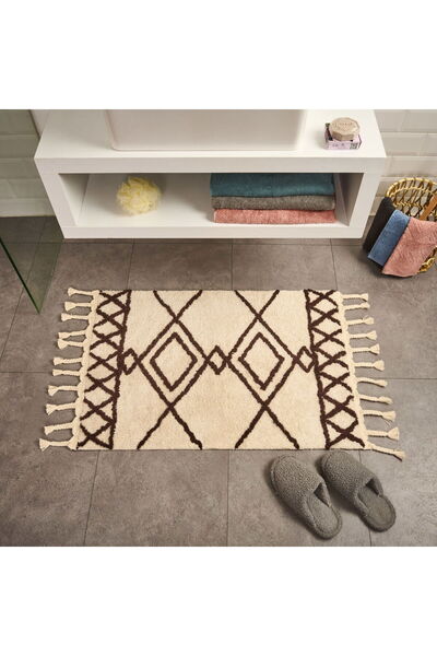 MATMEL Μαλακό χαλάκι μπάνιου με λουλούδια - Εκρού - 60x90 cm