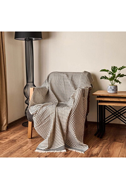 MATMEL Soft Waffle Sofa Throw - Ecru / Black - 120X170 cm
