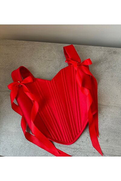 SARA Clothessy Tasarım kırmızı saten vintage Korse Büstiyer