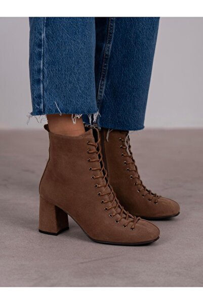 ECENİN BUTİĞİ Gigi Camel Süet Hakiki Deri Bot