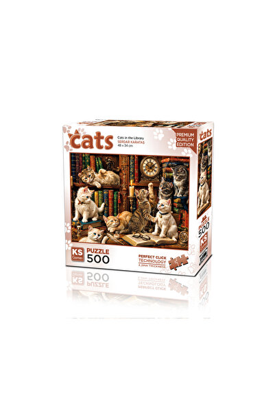 Ks Games Cats in the Library 500 Parça Puzzle