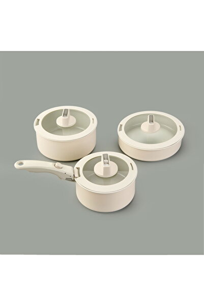 MATMEL Ultimate Pro 7 Piece Cook and Store Cookware Set - Beige