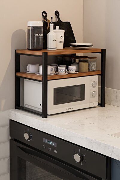 steel desing 2 Katlı Metal Gövdeli Mutfak Rafı –Mikrodalga Üstü Düzenleyici, ...