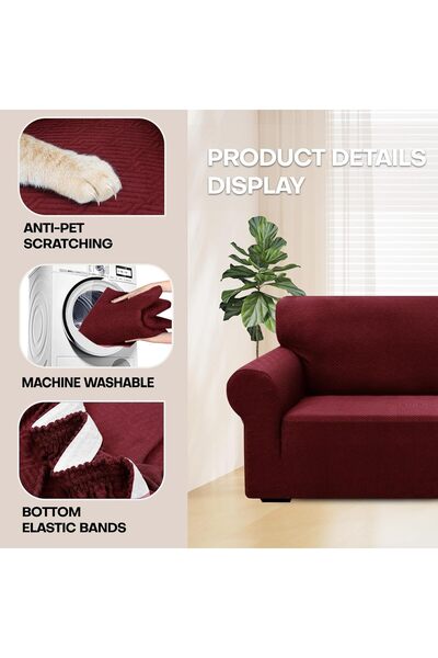 OEM YSTELLAA sofa cover, 2 seats, elastic, universal, washable, non-slip, Jacquard fabric, red color