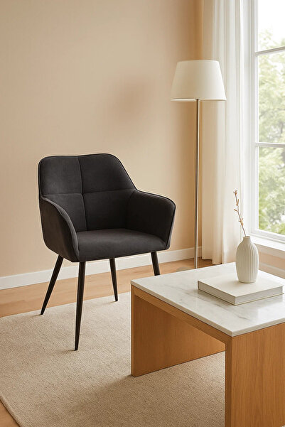 MARIA HOMES Black Fabric Armchair, Modern Accent Chair for Living Room, Office Cabin, Bedroom & Waiting Room