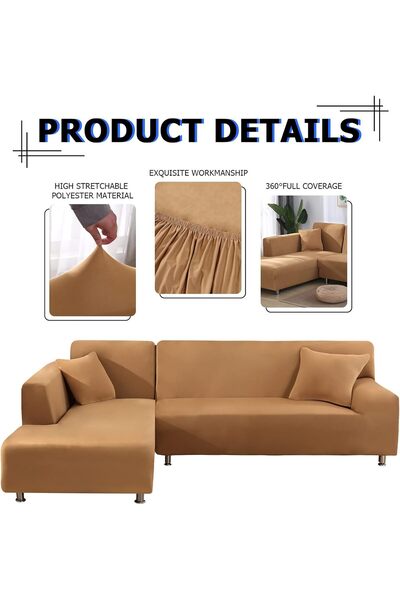 OEM Lydevo Cover for L-Shaped Sofa, 2+2 Seats, Extendable, Washable, Gray