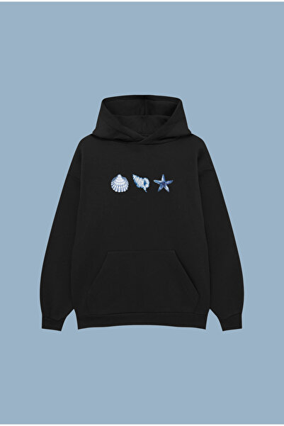 PURE POWER سترة هودي من القطن الأسود للجنسين من O قصة فضفاضة موديل Oyster She...