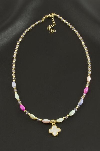 ZERO LAND Nrzsnt Flower Glass Beads (124649) Crystal Necklace-Yellow