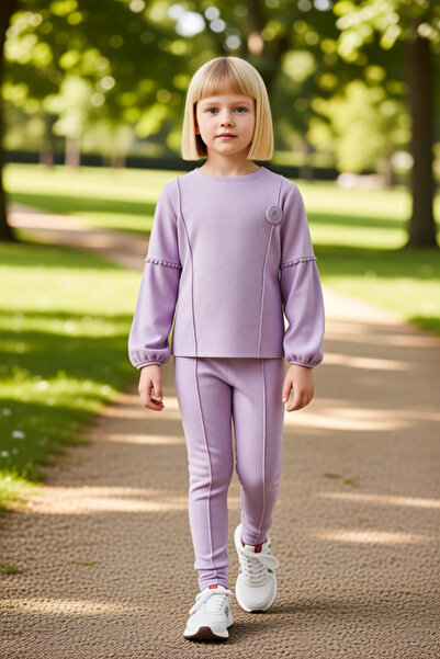 PayBuy Girls' Textured Knitted Crew Neck Sweatshirt and Sweatpants Set High Quality Stylish Comfortable