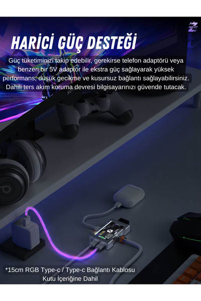 ULUGAMES HM LAB Z-NEO 77FRAME 8K GAMING EKRANLI USB HUB USB ÇOĞALTICI ÇOKLAYICI