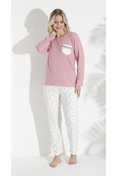 BOYRAZ طقم بيجامة إنترلوك - موسمي ملابس منزلية قطنية مريحة بأكمام طويلة