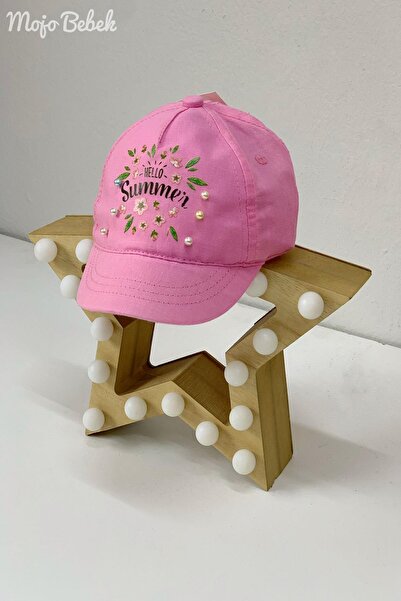 Mojo Bebek قبعة موجو بيبي جيرل هيلو سمر مطرزة بالخرز 90004 باللون الوردي
