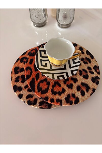 Ayd Home 2-Pack Leopard Print Coffee Coasters 20 cm Display Christmas New Year Decoration