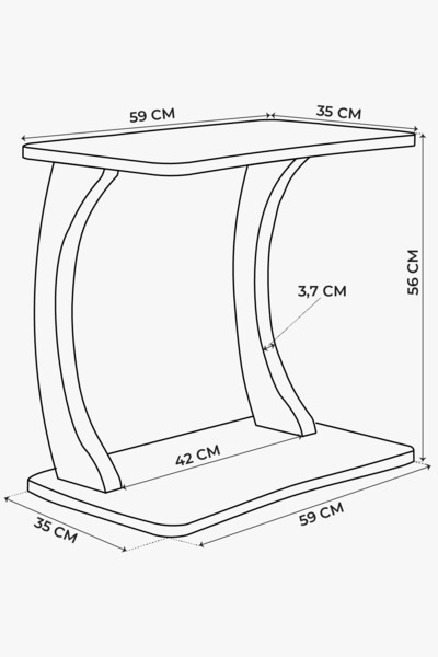 interGO C Ayaklı Yan SehpaLaptop Sehpası, Koltuk Sehpası, Kahvaltı Masası, Çalışma Sehpası